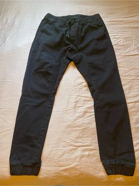 Men's Black Elastic Waist Jogger Pants